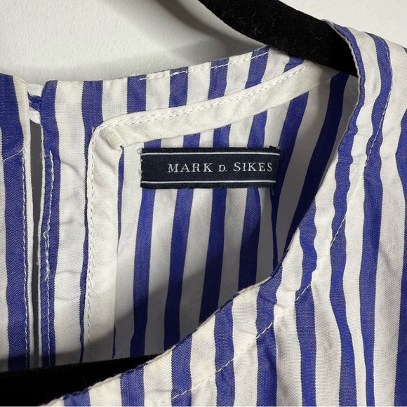 Mark D Sikes 100% Cotton blue and white striped bell sleeve top size 0 - Picture 3 of 8
